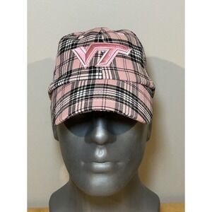 Virginia Tech Hokies Hat‎ Cap Top of The World Adj Strap Back Pink Tartan Plaid
